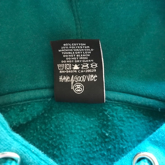 Stussy cropped sweatshirt Hoodie S Snake Graphic Print No 4 Teal blue green - Picture 5 of 5